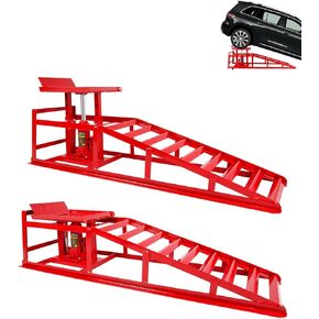 2 Pack Hydraulic Car Ramps 5T 11000lbs Low Profile Car Lift Service Ramps Truck Trailer Garage, Height Hydraulic Vehicle Ramps