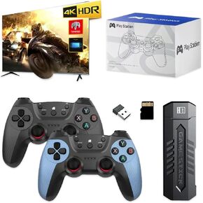 Gatbgefu New Retro Game Console Stick ، ​​عصا ألعاب الحنين ، 30+ محاكاة تم تصميمها في 256 TF Card & 60000 Game ، 2.4G Controlle اللاسلكي ، التوصيل والتشغيل عصا ألعاب الفيديو التلفزيونية ، 4K HDMI (256G)