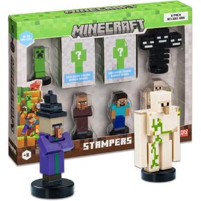 بعد الظهر مرخصة من الألغام الحرف الطوابع الذاتية | مجموعات Collector Deluxe 8 Pack - Signature Style Style Mine Craft أحرف -2.5in. طويل القامة (مجموعة ستيف)