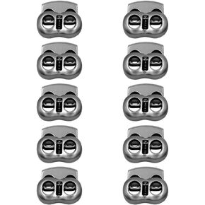 10pcs Metal Metal 2 Hole (7.35mm dia) Bean Cord Locks Clamp Clamp Toggle Stop Slider for Paracord ، الحبل المرن ، الحبل التبعي ، السحب - الاستخدام الداخلي/الخارجي