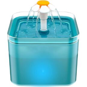 نافورة مياه CAT CAT مع فورت غذائية بلاستيكية سلكية USB - 2L/67oz نافورة مياه الحيوانات الأليفة ، نوافير القطط للقطط الداخلية ، صامتة فائقة ، نافورة ماء الكلاب مع ضوء LED