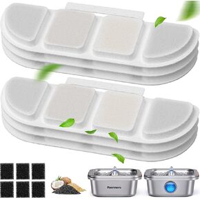 Pawtners 8 حزم مرشحات استبدال لنافورة WF008A Cat Water ، مواد ترشيح متعددة ، مرشح بديل لـ Pet Cats Dogs Houplains
