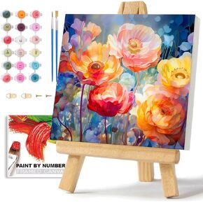 Wemeon Framed Paint by Number Kit للبالغين-الطلاء سهلاً بواسطة أرقام أرقام للمبتدئين للمبتدئين ، طلاء بسيط بأرقام زهرة للهدية ديكور جدار المنزل (10x10inch)