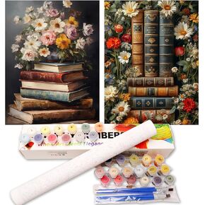 2 Pack Flower Paint by Numbers Kit for Adults, Book Paint by Numbers for Adults, DIY Adult Painting by Numbers Beginners on Canvas Acrylic for Home Wall Art Decor 12x16Inch (Rolled Package) in Kuwait