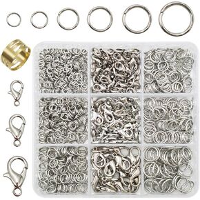 900 Pieces Open Jump Rings and 120 Pieces Lobster Clasps Metal Split Rings Connector Rings for Jewelry Making Bronze