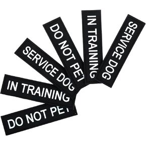 Giantree 6 PCS Service Dog Patches ، قابلة للإزالة ، لا تقم بتقليص خدمة Pet Patch Service Dog Tharness في بقع تدريب السترة الأسود للياقة مع شريط الخطاف والحلقات