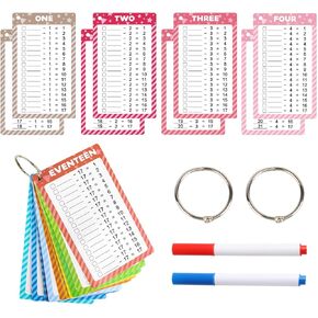 17 PCS SEPTRACECTRATION CARDS BULK 0-17 مع 2 علامات محو جافة و 2 Rings Math Flash بطاقات فلاش ممتعة ألعاب الرياضيات ممتعة للأطفال من الصف الأول ، الصف الثاني ، الصف الثالث