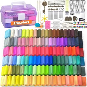 285 PCS نمذجة الطين للأطفال أدوات بداية DIY ، طين البوليمر 120 لونًا ، طينًا من النماذج المخبوزة بالفرن ، الطين غير اللطيف مع أدوات النحت للفنانين