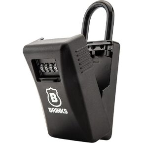 Brinks - صندوق قفل في الهواء الطلق 79 مم - للاستخدام الداخلي والخارجي ، ومجموعة مقاومة للطقس - مزيج من 4 -Dial القابل لإعادة الاستخدام - زيادة الأمان مع قيود الصلب المتصلب ، الأسود