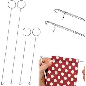 Nogeqi 4PCS Loop Turner Sewing Tool, Loop Turner Tool for Silicone Beads, 2 Sizes Drawstring Threader with Latch for Fabric Belts Strips, 26.5 cm/18 cm