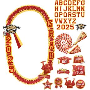 التخرج LEI Class of 2025 Money Leis للتخرج 2025 RIBBON LEI مع بقع قلادة لامعة للاصطدام له تهانينا كلية هدايا الخريج الخريج
