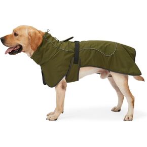 Dog Raincoat & Winter Jacket - Waterproof Windproof Reflective Coat with Warm Insulation, All-Weather Hiking Travel Gear for Indoor/Outdoor Use(Military Green, Medium)