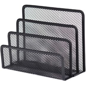 Upright File Organizer 4 Section Mesh Desk Paper Organizer File Folder Desk Organizers And Accessories Magazine Paper Book Files Holder Binder Organizers Files Storage Black