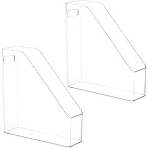 QWORK Clear Acrylic Magazine File Holder, 2 Pcs, 10.24" X 9.45" X 3.54", Reliable and Sturdy