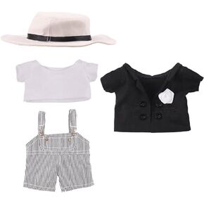 niannyyhouse Uniform Suit 7.8in/20cm Plush Doll Clothes Accessories Hat Coat T-Shirt Overalls