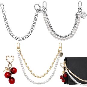GIEGXIN 4 PCS Pearl Presender Chain Cherry Bag Bag Charms keychain Gold Metal Handbag Straps Crossbody Crossbody Prestive Respistories for Handbags Decoration