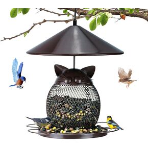 Bird Feeders for Outdoors, Hanging Squirrel Proof Metal Wild Bird Feeder for Viewing Cardinal Finch, Large Outside Waterproof Birdfeeders with 2Lb Seed Capacity for Garden Yard Decoration