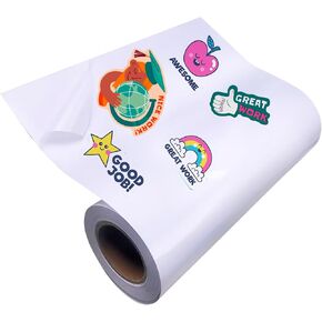Glossy White 24" x 1200" (100 ft) Printable Vinyl Sticker Paper, Waterproof Labels for Roll-Feed Inkjet Printer With 3 Inch Core