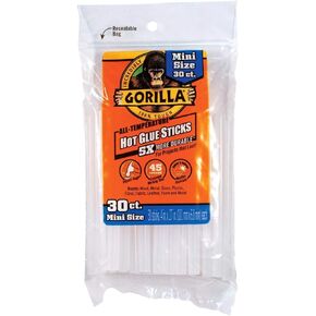 Gorilla 3023003 Hot Glue Sticks ، Mini 4 in. الحجم ، 30 كيلو بايت. - الكمية 12