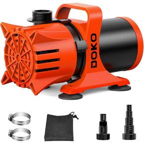 1800GPH Submersible Water Pump, 180° Ajustable Pond Pump with 20FT Power Cord 100W Ultra Quiet Aquarium Pump for Pond, Fountain, Waterfall, Fish Tank, Hydroponic, Statuary, Orange Black