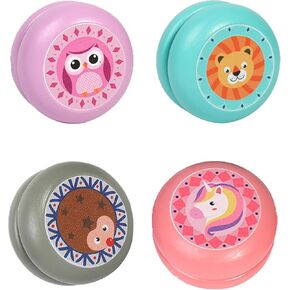 4p من ألعاب Yoyo Wooden yoyo اللطيفة ، الأسود ، القنفذ ، أنماط البومة ، مبتدئين للأطفال يويو هدايا