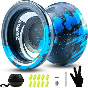 WatieOboo Yoyo R8 Yoyo استجابة للأطفال ، احترافية لا تستجيب يو Yo للبالغين Pro Metal Trick مع Yo Yo Bearing Kit 10 سلاسل ، حالة وقفازات (R8-Black Pink Blue)