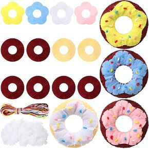 مجموعة Silipull 4 Dounut Sewing Kit للمبتدئين Mother's Fun Craft Make Your Felt Donut Plush مجموعة تعلم الخياطة