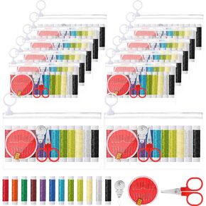 KNITGRIP 12 Pack Mini Sewing Kit Size Smortable Small Small Repair Kit Bulk Emergency Beginner DIY Supplies with Needles Threaders Pitcors Basic Reusable Edele Pouch for البالغين والمسافر