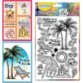 Chgcraft Summer Beach Clear Stamp Transparent Transparent Handicraft Stamps for DIY Scrapbooking Photo Photo Making Making ، Beach ، 6.3x4.3inch