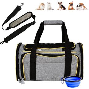معتمدة شركة طيران Puppy Pet Carrier (16.5 × 7 × 9) على جانبي الناقل الأليفة القابل للتوسيع - حقيبة سفر ناعمة لكلاب الجرو والقطط الصغيرة مع وسادة الصوف والماء