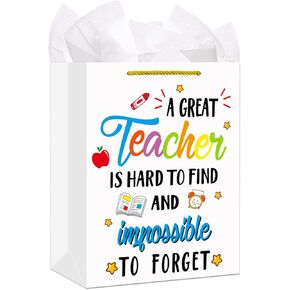 أكياس هدايا معلم FACRAFT مع مقبض -11.5 "حقيبة هدايا تقدير كبير للمعلمين مع هدايا التخرج في نهاية العام للمعلمين للمعلمين هدايا عيد الميلاد للمعلمين in Kuwait
