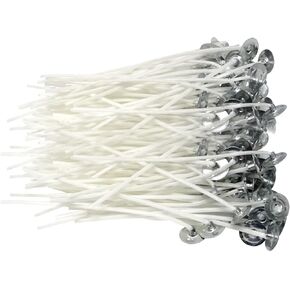 Yueton 100 PCS Cotton Candle Wicks ، Cotton Wicks with Metal Sustainer Tabs لصنع الشموع وشمعة DIY