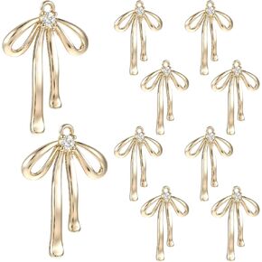 10pcs Gold Bow Charms Bulk Cute Bowknot Enamel Charms For Jewelry Making Diy Earrings Necklaces Bow Tie Pendants Charm For Women Diy Making Bracelets Earrings Craft Supplies Wedding