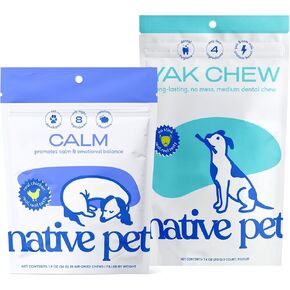 Pet Yak Mate Chews for Dogs (3 مضغ متوسطة) ومضغ تهدئة الكلاب (30 مضغ) - الميلاتونين للجرو الصغيرة والمتوسطة والكبيرة وجميع مضغ الأسنان الطبيعية للكلاب المصنوعة من جبن ياك ياك