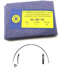 C.S. Osborne 12/pk. إبر منحنية ضوء #501-1/2 ، الحجم 2 "مصنوعة في الولايات المتحدة الأمريكية