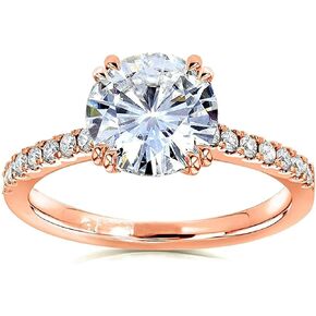 Rose Gold 2ct Round Cz Crystal 4 Prongs محاكاة خواتم زفاف الماس Solitaire للنساء الفتيات (6)