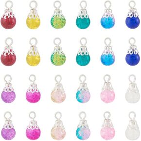 kissitty 120pcs crackle class class charms for المجوهرات صنع 12 ألوان دمعة الكريستال معلق