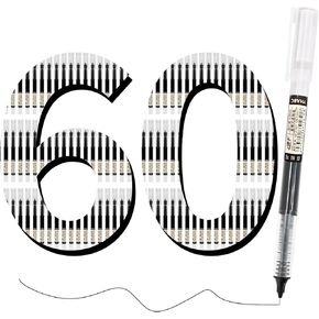 Beieverluck 60 Pieces Rollerball Pens Bulk 0.5 mm Japanese Fine Point Pens Smooth Writing Pens Gel Ink Rolling Ball Pen for Office School Stationery Supply, Multicolor