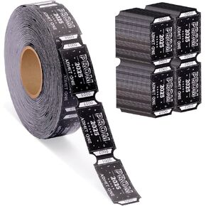 Beyumi Prom Raffle Ticket Roll - 1000pcs Prom Raffle Tickets Black Silver Card Card Class Advents Gruits Harwress Grusk Grest Gift Depressing Entry Entry for Tervanive Party Favors Suppors