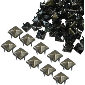 Moicstiy 100 PCS 9mm Metal Punk Spikes Pots ، Metallic Black Pyramid Studs Four-Jaw Square للجلد والملابس والكيس