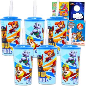 مجموعة Paw Patrol Sippy Cup - حزمة مع 6 Paw Paw Tumblers مع Straws Plus ملصقات ، وشم ، المزيد | أكواب دورية المخلب للأطفال الصغار