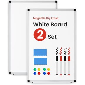 Sweetcrispy Magnetic Dry Erase Board, 36 X 24 Inches Whiteboard for Wall with 1 Dry Eraser & 2 Markers & 4 Magnetic Pins, Sliver Reinforced Aluminum Frame