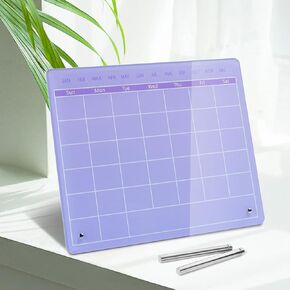 Dry Erase Board, 12"X10", Acrylic Desk Calendar with Stand, Pink Dry Erase Board for Home Office, School