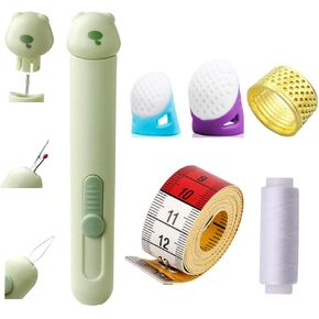 2025 تم ترقيته 3 في 1 إبرة Threader Seam Ripper Eledles Storage ، مجموعة خياطة Herinova للبالغين ، شريط قياس لقياسات الجسم ، والمخشطات للخياطة اليدوية ، والخيط الأبيض ، وإمدادات الخياطة (صفراء كريم)