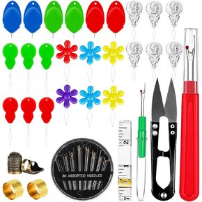24 PCS Threader Kit Entedle Threadle Threader Twherle Threadle لخياطة اليد مع إبر التطريز ، ومصارعة التماس ، والثمر ، وشريط القياس ، وخطوط الخيط