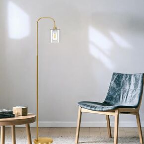 63" Floor Lamps for Living Room Bright Lighting with Glass lampshade, Modern Bright Floor Lamp with LED Bulbs Industrial Standing lamp for beroom, Tall Pole Lamps Office
