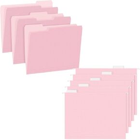 Hanging File Folders & File Folders Letter Size, Pink, Office Portfolio Folder, Office Support