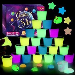 مجموعة Galaxy Slime Set 22 Pack Glow في حفل الوحل المائي الداكن لصالح الأطفال متعة هدايا عيد الميلاد للفتيان الفتيات