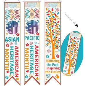 61 In AAPI Heritage Month Decorations Banner Bulletin Board Asian American and Pacific Islander Heritage Month Arab American Heritage Month DecorationsbPorch Sign Background for AAPI Party Supplies (White)