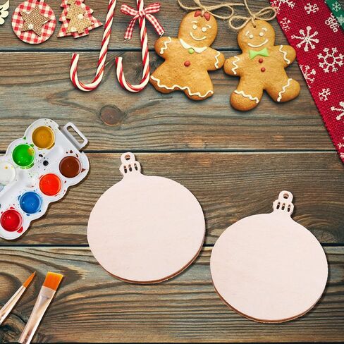 50PCS Unfinished Wooden Ornaments for Crafts Wooden Cutouts 3inch Christmas Wooden Ornaments to Paint Christmas Decoration DIY Crafts (Wooden Ornaments) in Saudi Arabia
